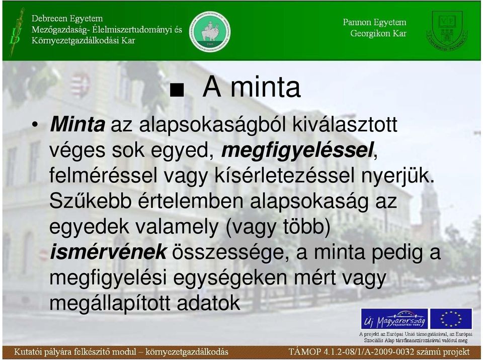 Szőkebb értelembe alapsokaság az egyedek valamely (vagy több)