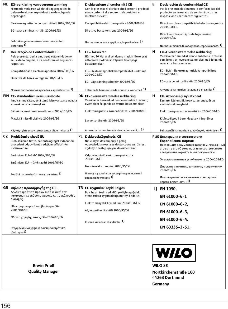 suministro con las disposiciones pertinentes siguientes: Elektromagnetische compatibiliteit 2004/108/EG EG-laagspanningsrichtlijn 2006/95/EG Gebruikte geharmoniseerde normen, in het bijzonder: 1)