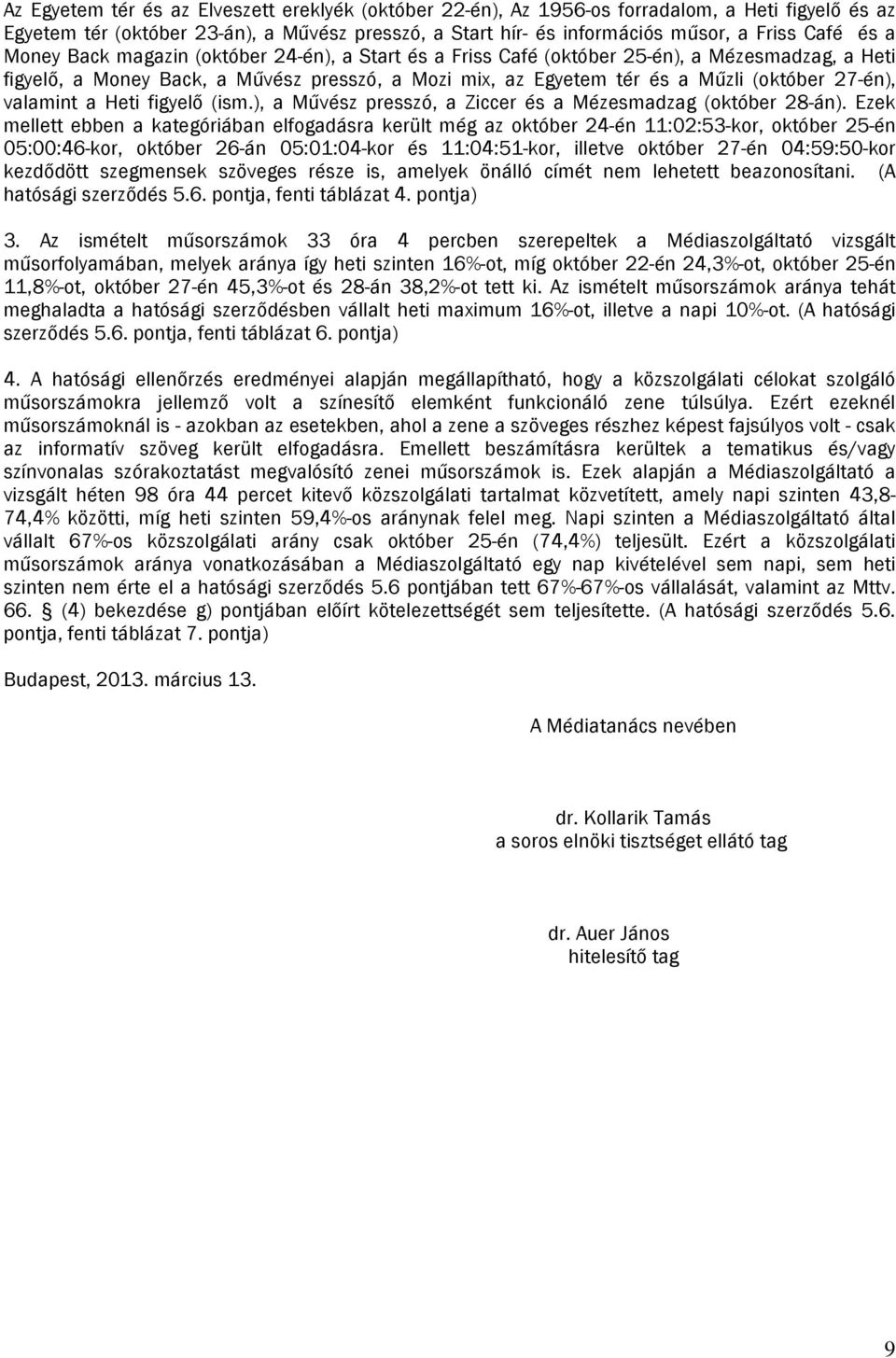 valamint a Heti figyelő (ism.), a Művész presszó, a Ziccer és a Mézesmadzag (október 28-án).