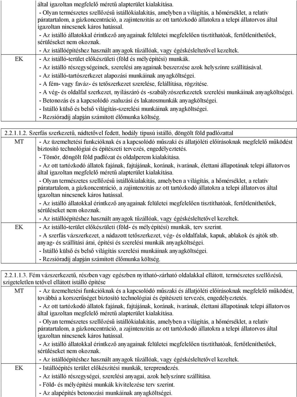 igazoltan nincsenek káros hatással. - Az istálló állatokkal érintkező anyagainak felületei megfelelően tisztíthatóak, fertőtleníthetőek, sérüléseket nem okoznak.