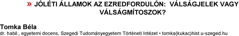 Tomka Béla dr. habil.