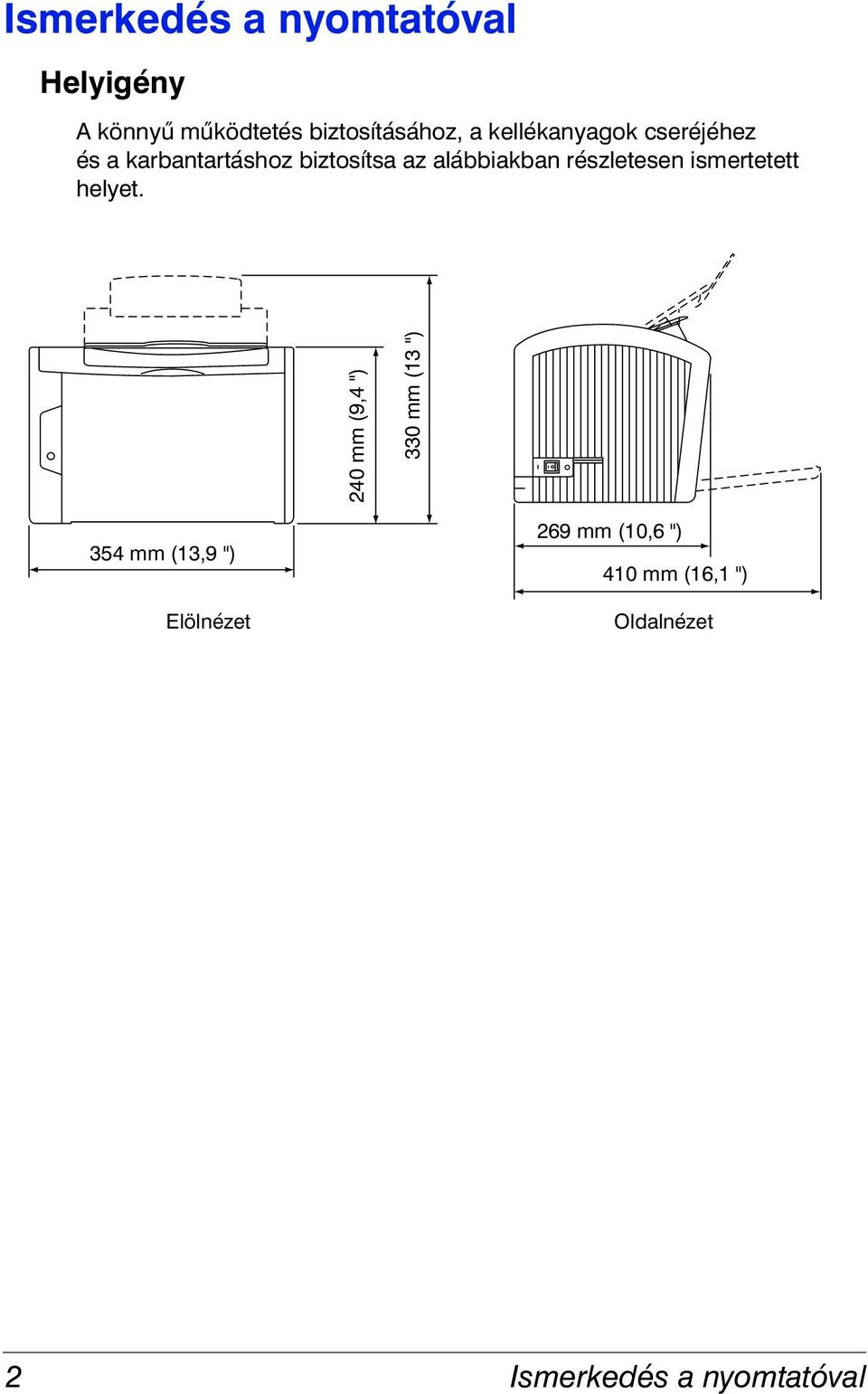 részletesen ismertetett helyet. 354 430 mm (13,9 (16.9") ") 341 mm (13.