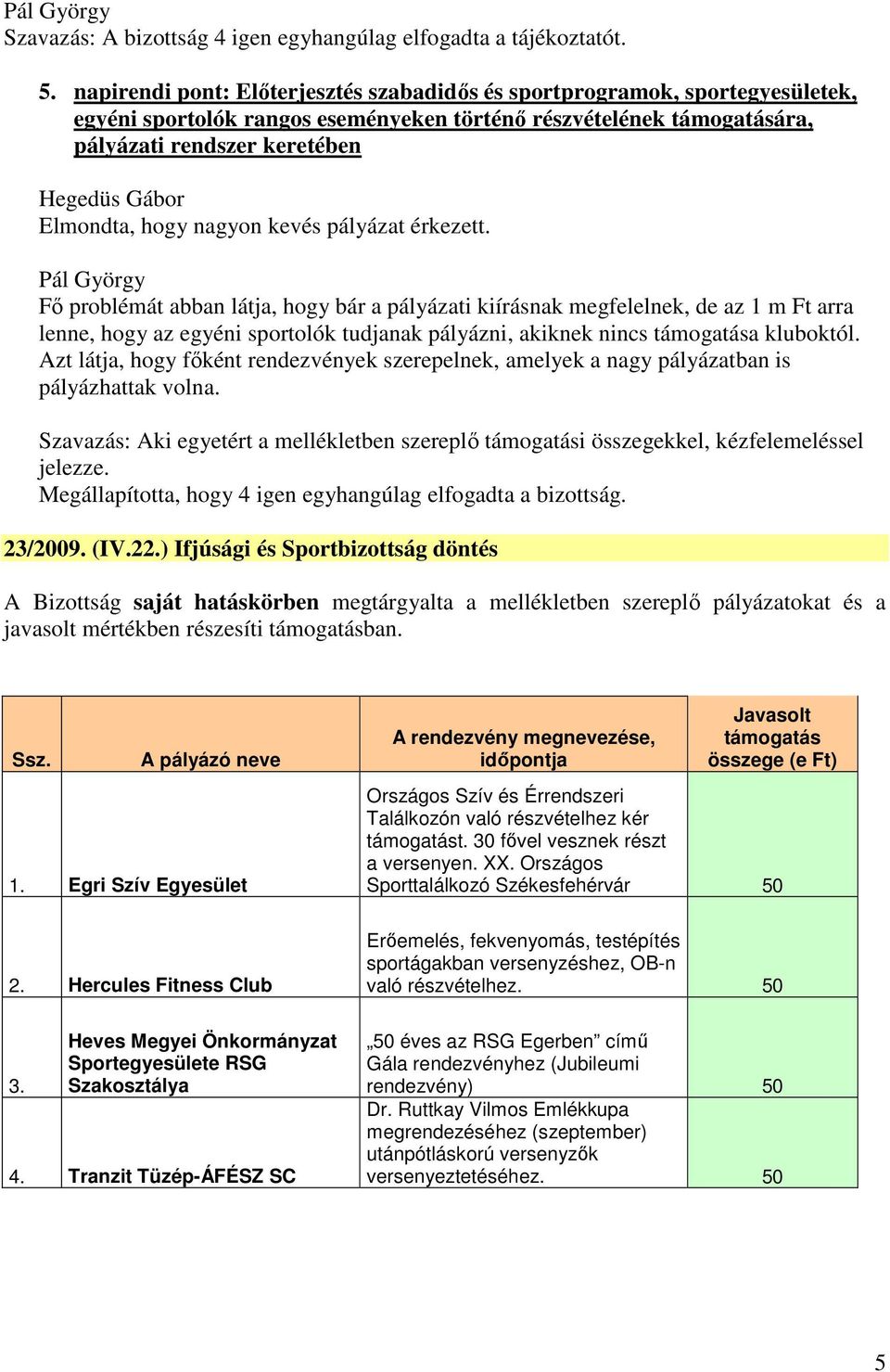 Elmondta, hogy nagyon kevés pályázat érkezett.