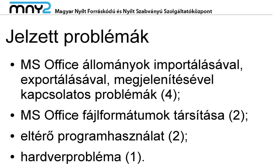 kapcsolatos problémák (4); MS Office