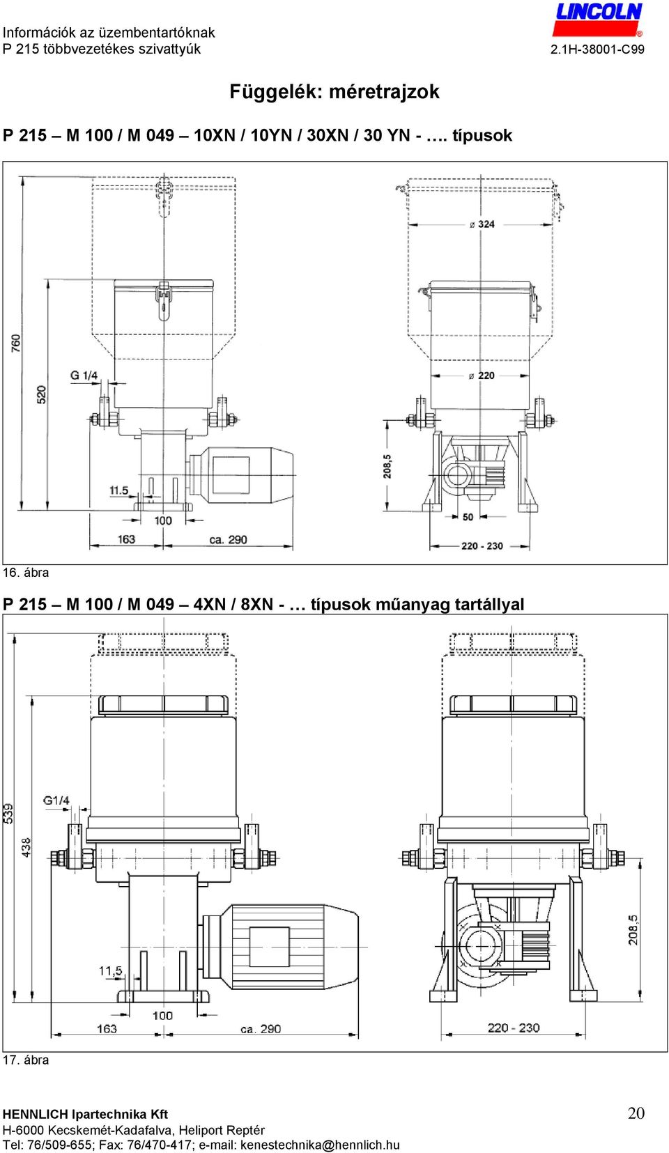 ábra P 215 M 100 / M 049 4XN / 8XN - típusok