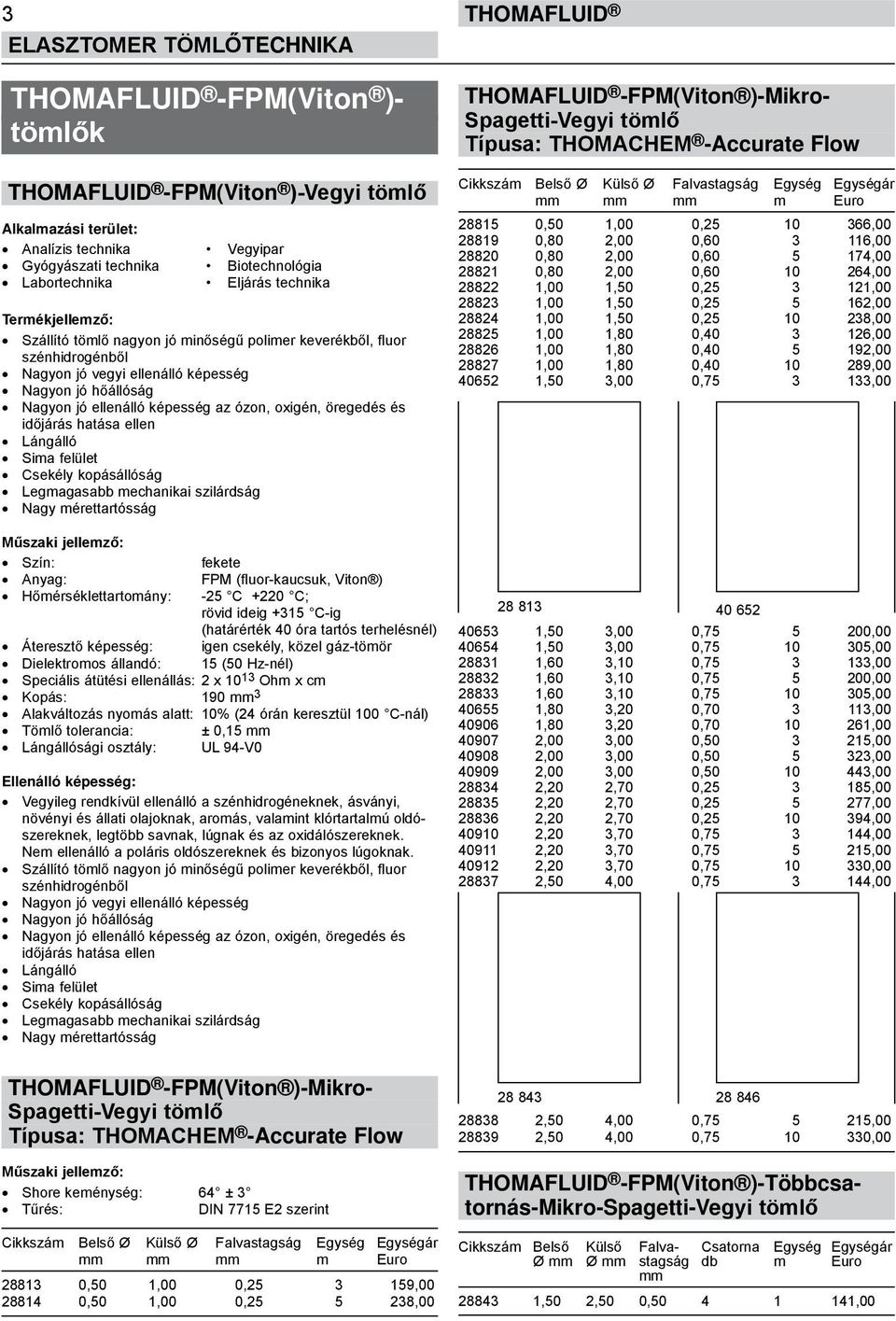 Lángálló Sima felület Csekély kopásállóság Legmagasabb mechanikai szilárdság Nagy mérettartósság Hőmérséklettartomány: fekete FPM (fluor-kaucsuk, Viton ) -25 C +220 C; rövid ideig +315 C-ig