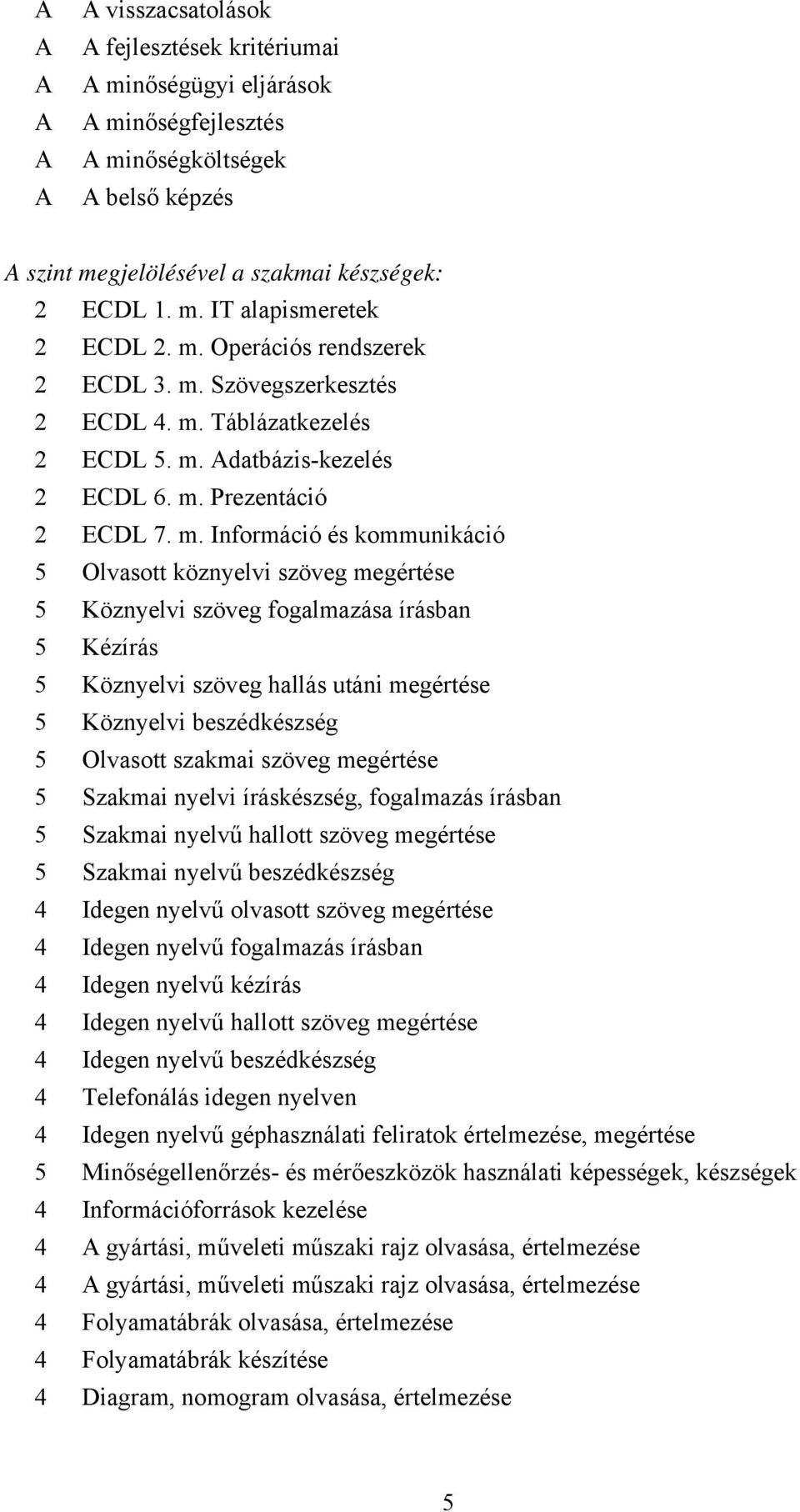 Táblázatkezelés 2 ECDL 5. m.