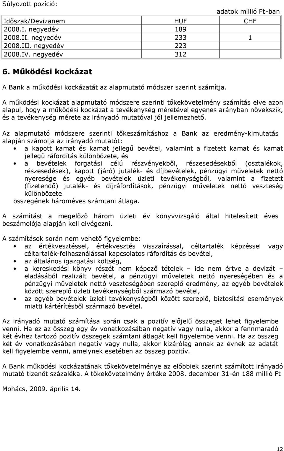 A működési kockázat alapmutató módszere szerinti tőkekövetelmény számítás elve azon alapul, hogy a működési kockázat a tevékenység méretével egyenes arányban növekszik, és a tevékenység mérete az