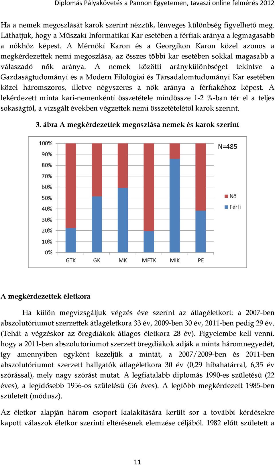 A nemek közötti aránykülönbséget tekintve a Gazdaságtudományi és a Modern Filológiai és Társadalomtudományi Kar esetében közel háromszoros, illetve négyszeres a nők aránya a férfiakéhoz képest.