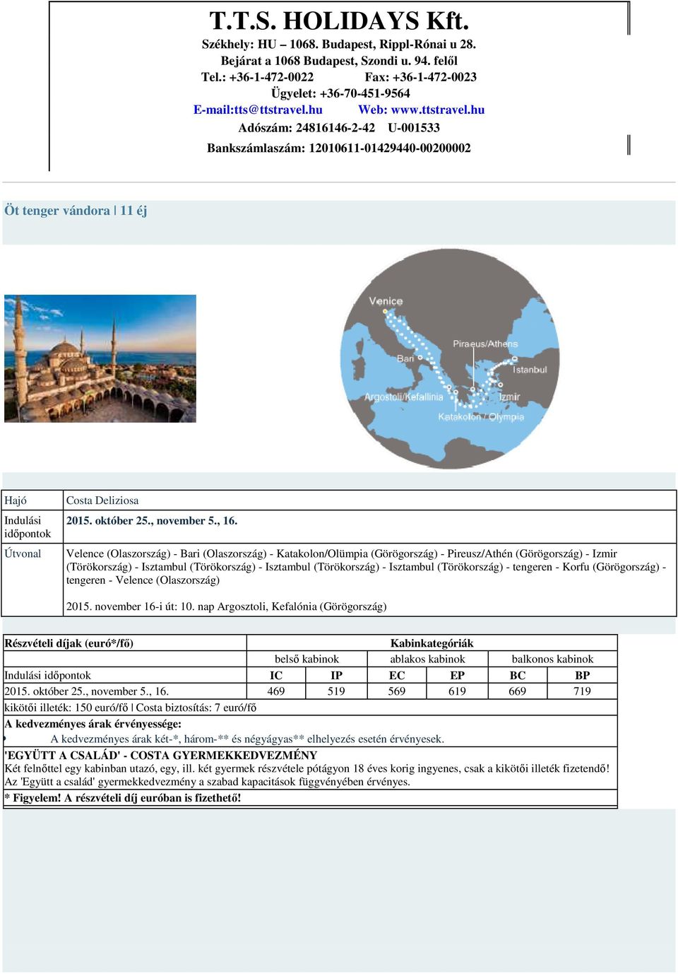 Isztambul (Törökország) - Isztambul (Törökország) - tengeren - Korfu (Görögország) - tengeren - Velence (Olaszország) 2015. november 16-i út: 10.