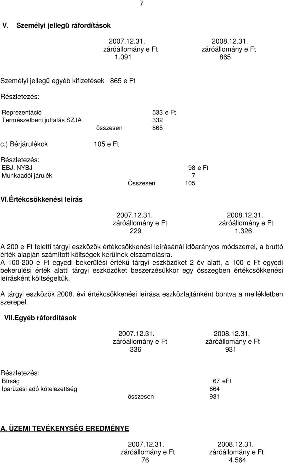 326 A 200 e Ft feletti tárgyi eszközök értékcsökkenési leírásánál időarányos módszerrel, a bruttó érték alapján számított költségek kerülnek elszámolásra.
