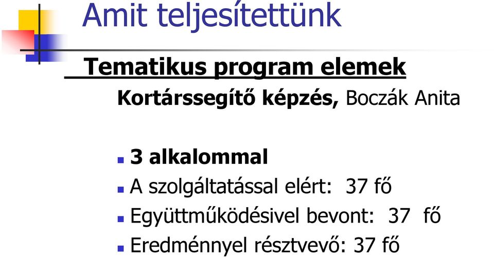 alkalommal A szolgáltatással elért: 37 fő