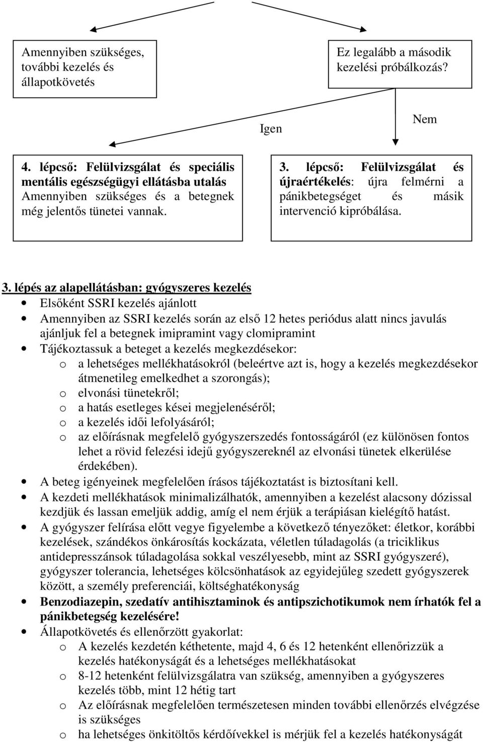 lépcső: Felülvizsgálat és újraértékelés: újra felmérni a pánikbetegséget és másik intervenció kipróbálása. 3.