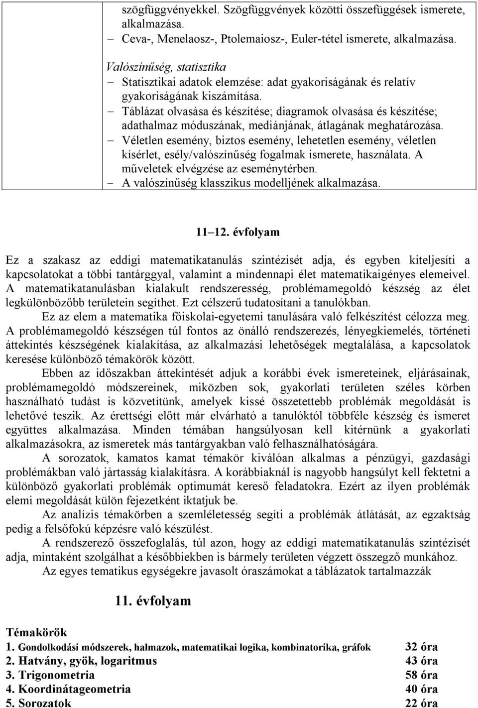 Táblázat olvasása és készítése; diagramok olvasása és készítése; adathalmaz móduszának, mediánjának, átlagának meghatározása.