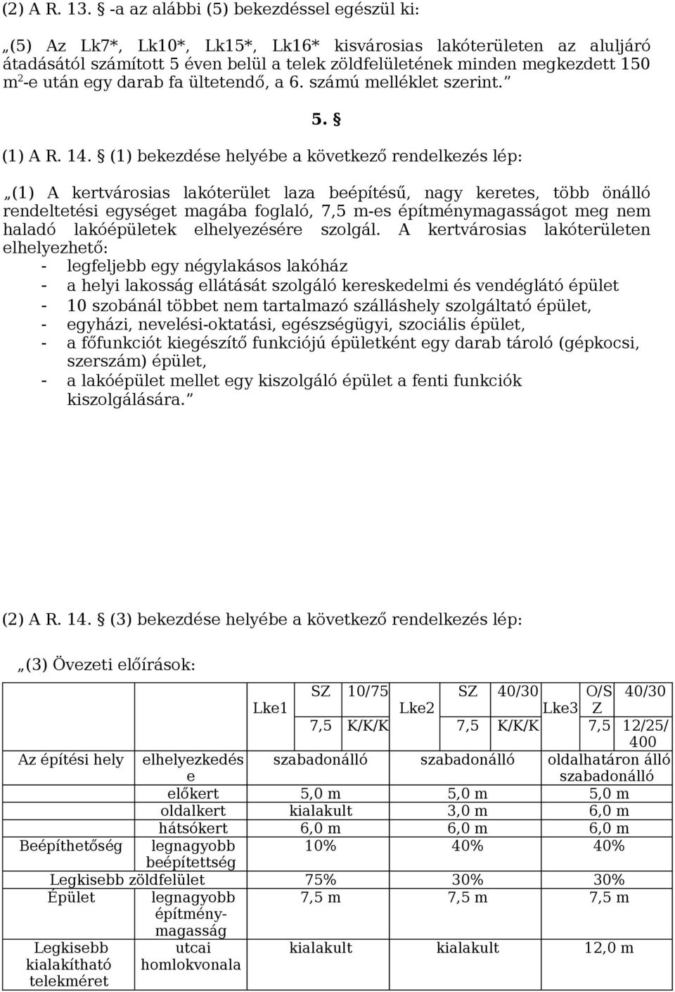 után egy darab fa ültetendő, a 6. számú melléklet szerint. 5. (1) A R. 14.