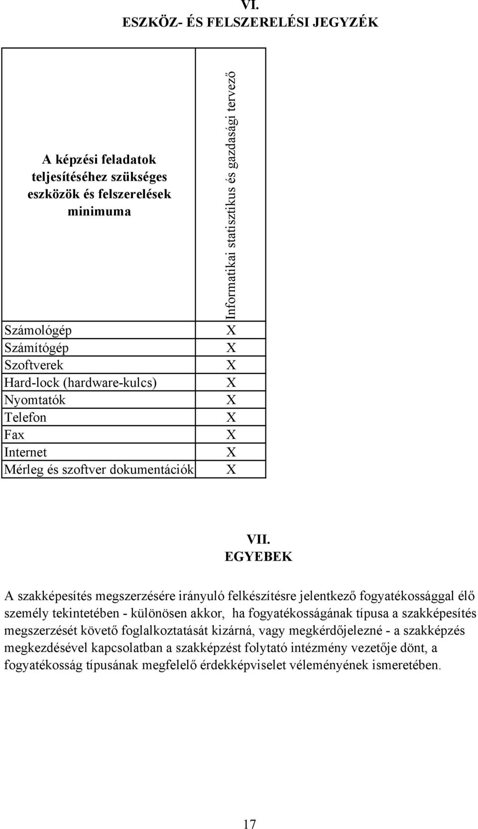 EGYEBEK A szakképesítés megszerzésére irányuló felkészítésre jelentkező fogyatékossággal élő személy tekintetében - különösen akkor, ha fogyatékosságának típusa a szakképesítés