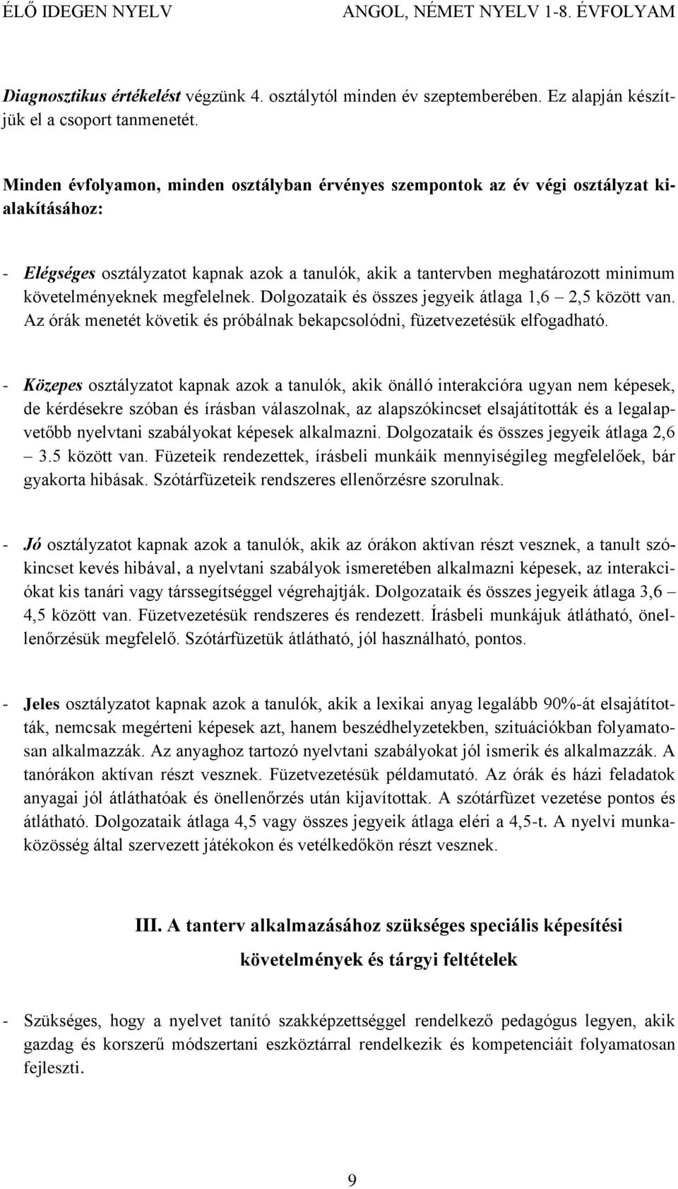 megfelelnek. Dolgozataik és összes jegyeik átlaga 1,6 2,5 között van. Az órák menetét követik és próbálnak bekapcsolódni, füzetvezetésük elfogadható.