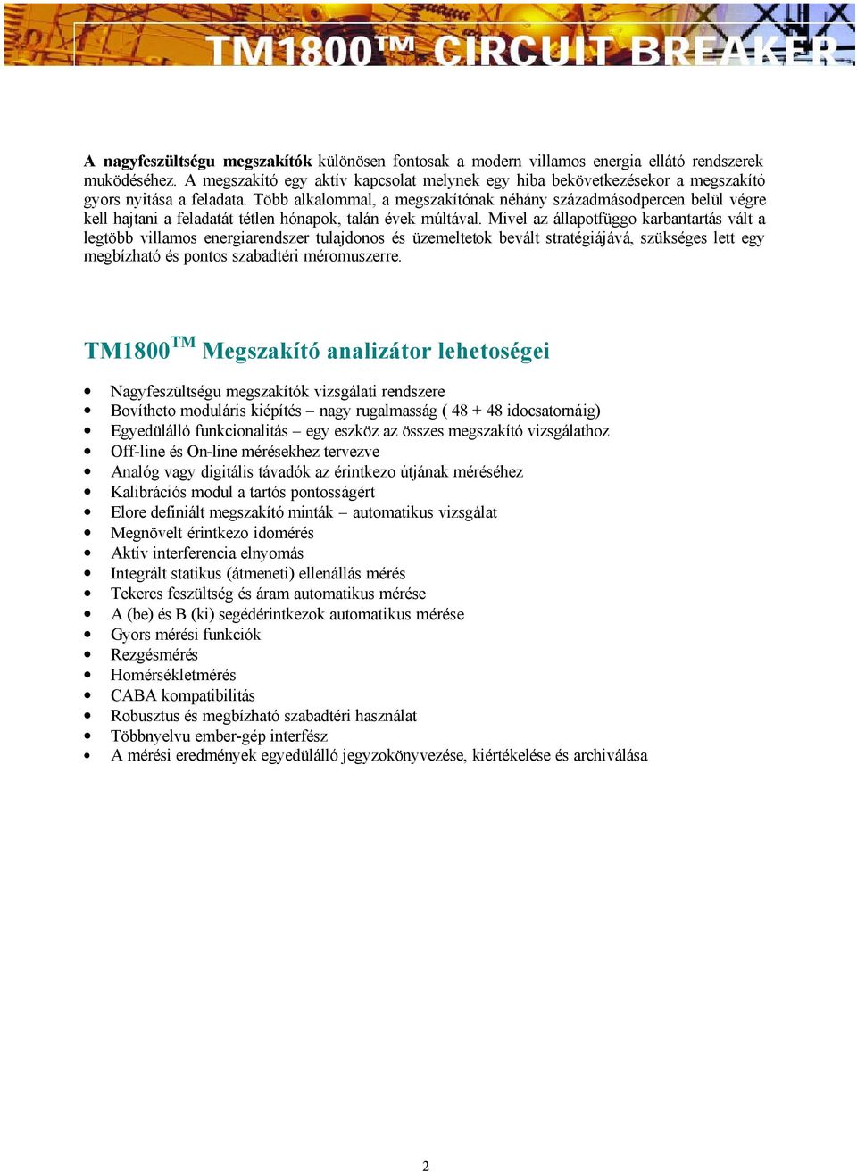 TM1800 Megszakító analizátor rendszer. MaxiCont. Mérnöki Szolgáltató és  Kereskedelmi Kft. - PDF Ingyenes letöltés