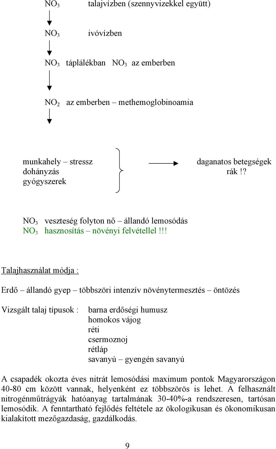 !! Talajhasználat módja : Erdő állandó gyep többszöri intenzív növénytermesztés öntözés Vizsgált talaj típusok : barna erdőségi humusz homokos vájog réti csermoznoj rétláp savanyú gyengén savanyú A