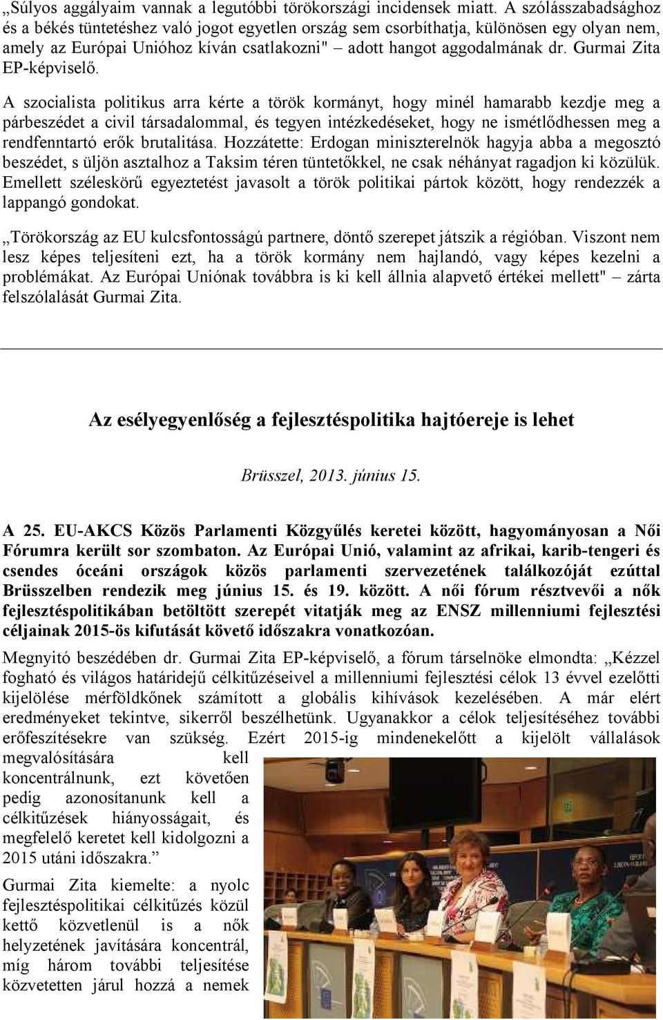 Gurmai Zita EP-képviselő.