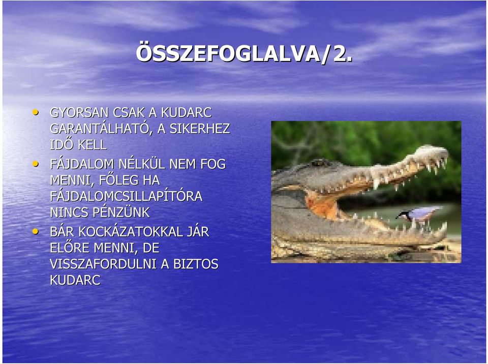 KELL FÁJDALOM NÉLKN LKÜL L NEM FOG MENNI, FŐLEG F HA
