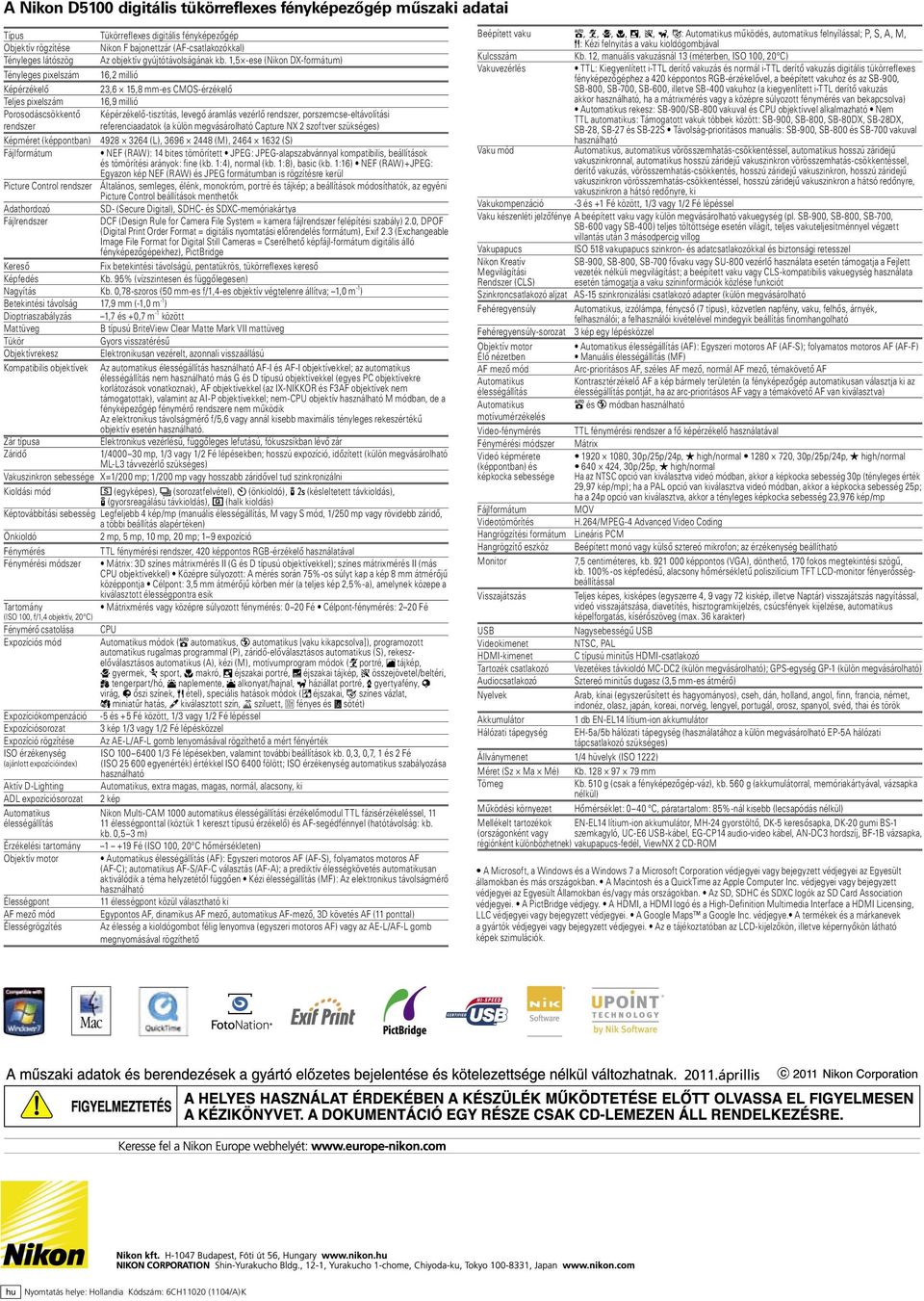 1,5 -ese (Nikon DX-formátum) Tényleges pixelszám 16,2 millió Képérzékelő 23,6 15,8 mm-es CMOS-érzékelő Teljes pixelszám 16,9 millió Porosodáscsökkentő Képérzékelő-tisztítás, levegő áramlás vezérlő