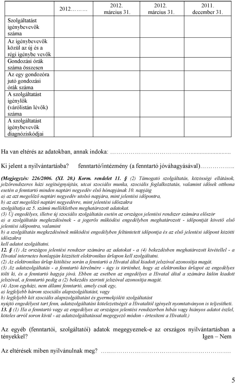 fenntartó/intézmény (a fenntartó jóváhagyásával).. (Megjegyzés: 226/2006. (XI. 20.) Korm. rendelet 11.