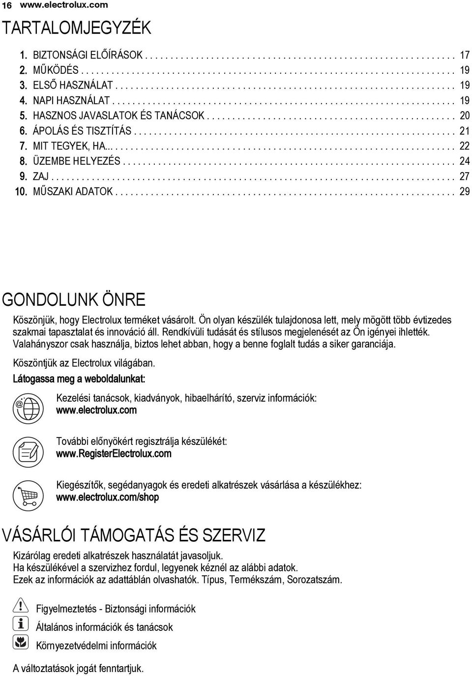 HASZNOS JAVASLATOK ÉS TANÁCSOK................................................. 20 6. ÁPOLÁS ÉS TISZTÍTÁS................................................................ 21 7. MIT TEGYEK, HA...................................................................... 22 8.