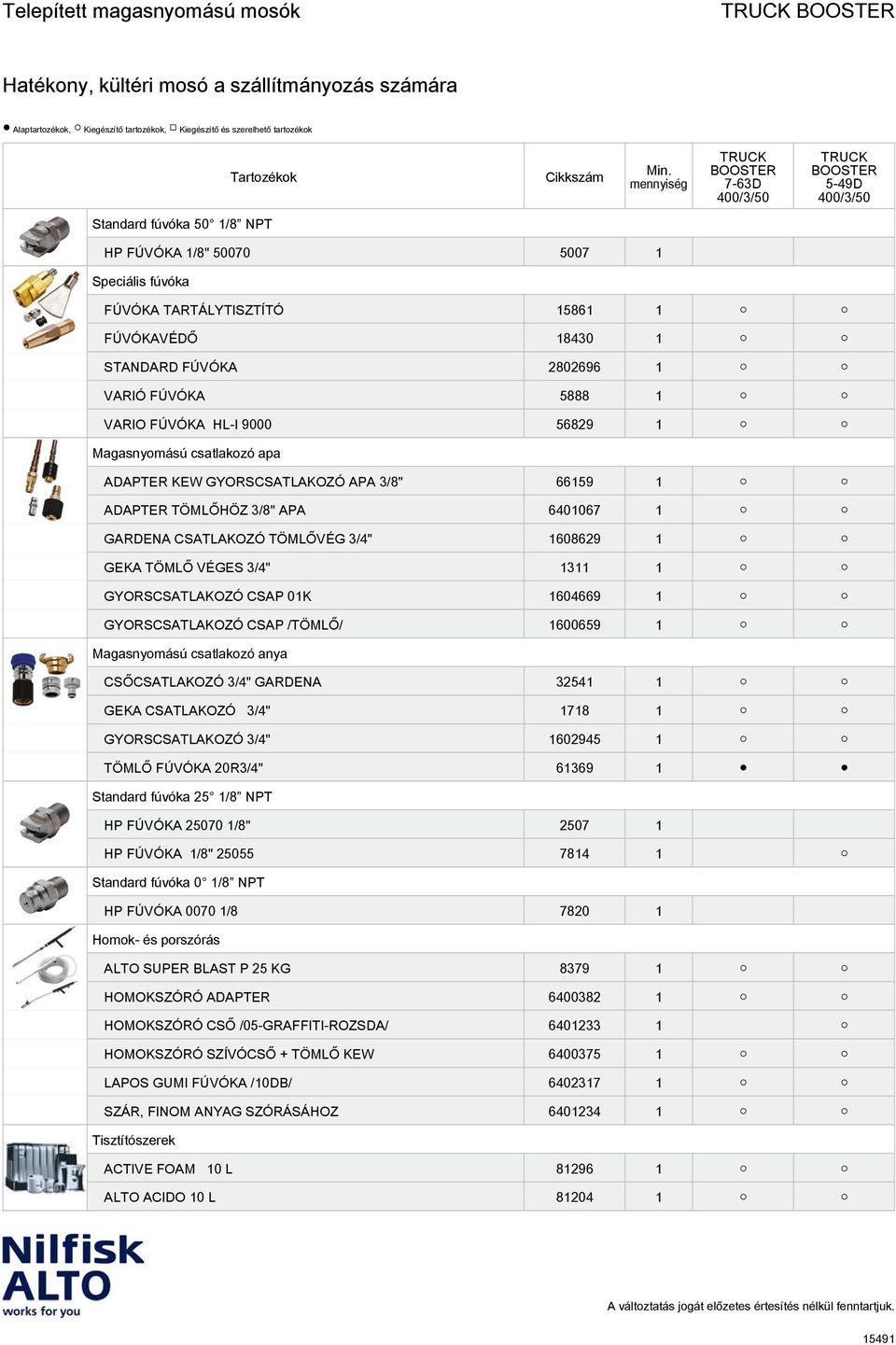 CSATLAKOZÓ TÖMLŐVÉG 3/4" 1608629 1 GEKA TÖMLŐ VÉGES 3/4" 1311 1 GYORSCSATLAKOZÓ CSAP 01K 1604669 1 GYORSCSATLAKOZÓ CSAP /TÖMLŐ/ 1600659 1 Magasnyomású csatlakozó anya CSŐCSATLAKOZÓ 3/4" GARDENA 32541