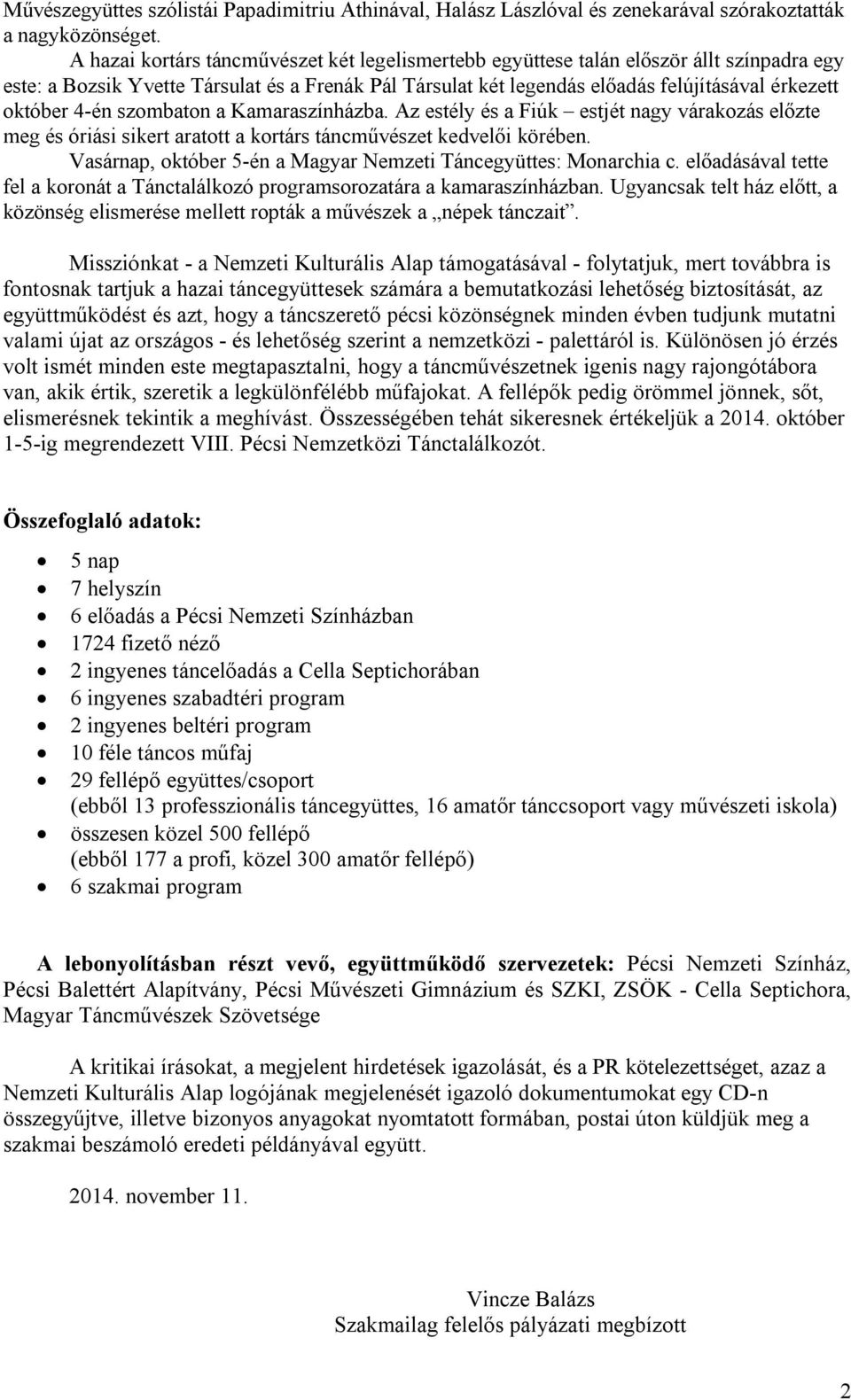 4-én szombaton a Kamaraszínházba. Az estély és a Fiúk estjét nagy várakozás előzte meg és óriási sikert aratott a kortárs táncművészet kedvelői körében.