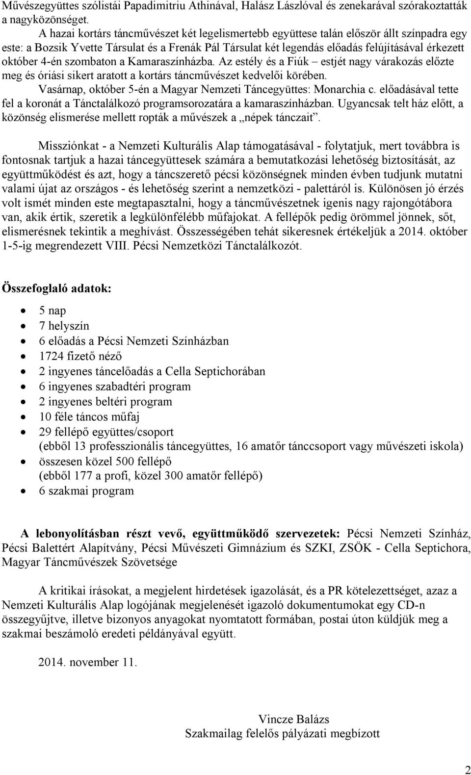 4-én szombaton a Kamaraszínházba. Az estély és a Fiúk estjét nagy várakozás előzte meg és óriási sikert aratott a kortárs táncművészet kedvelői körében.