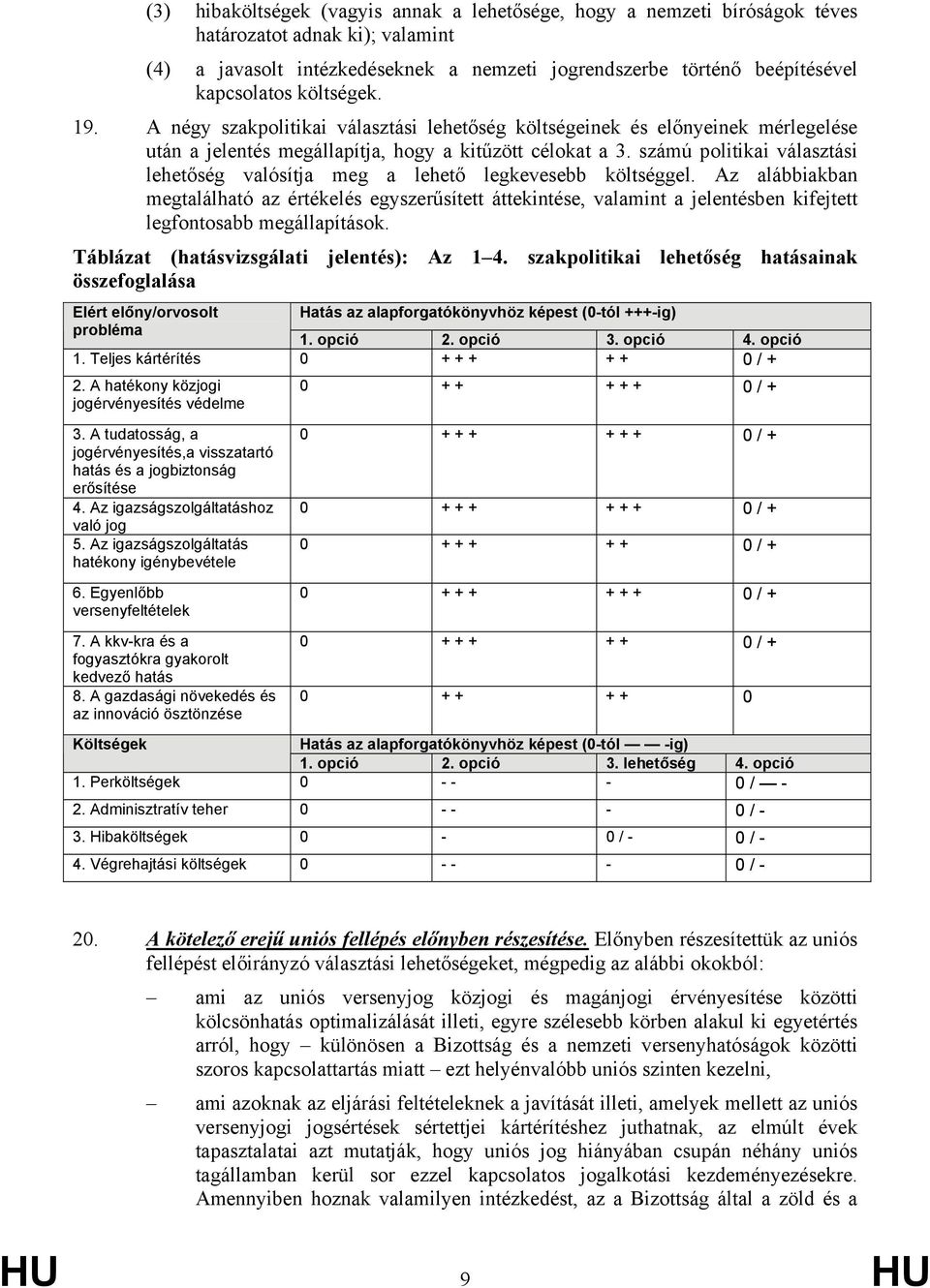 számú politikai választási lehetőség valósítja meg a lehető legkevesebb költséggel.