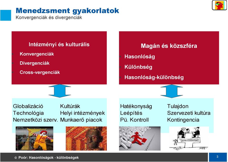 Hasonlóság-különbség Globalizáció Kultúrák Technológia Helyi intézmények Nemzetközi