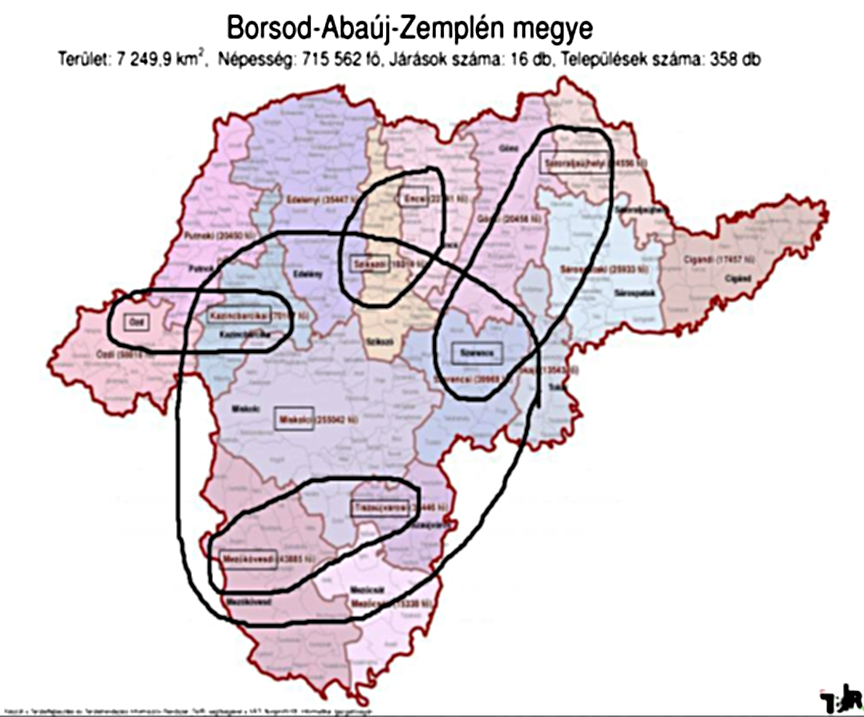 140 ÁROP 1.1.19. pályázati projekttel célzott Központi Járásbíróság Ezen alternatíva lényegének érzékeltetésére az alábbi, Borsod-Abaúj-Zemplén megyére vonatkozó példát hozzuk fel: LIV.sz.