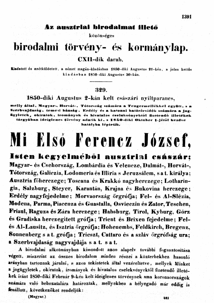 6. sz. melléklet Az 1850. augusztus 2.