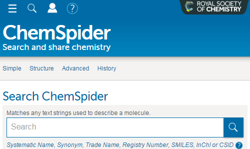 ChemSpider ChemSpider is a free chemical structure database providing fast text and structure search access to over 40 million structures from hundreds of data sources.
