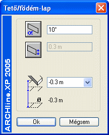 9. Építészet 577 Megjelenik egy párbeszédablak, amelyben megadható a referenciavonal magassága és a dőlésszög. Ok Befejezi a parancsot. 9.6.2.7. Ferde födém dőlésszöge Ferde födém esetén a Födém tulajdonságok párbeszédablakban módosíthatja a födém dőlésszögét.