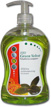 HRI Green Velvet săpun lichid Săpunul lichid conţine extract de ceai verde şi gălbenele. Substanţele active asigură o curăţire delicată a pielii.