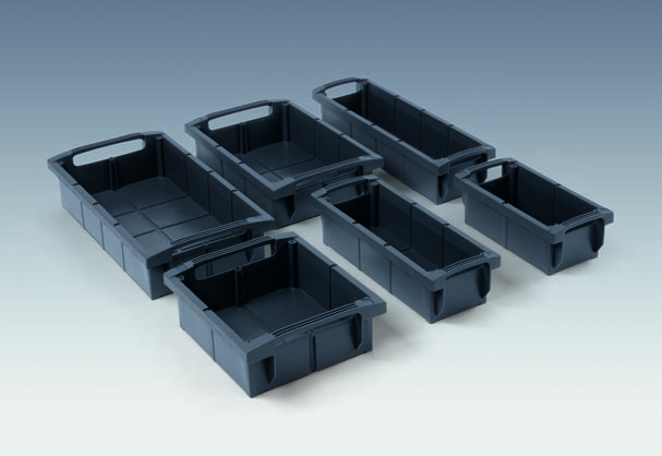 Tartozékok variobox szortimentek polcokhoz Szín: antracitszürke (RAL 7016) Magasság: 110 mm Rendszerhossz mm Rendszerszélesség mm Boxok száma H x Sz mm 775 320 3x 150 x 293 1x 260 x 293 630 20 085.