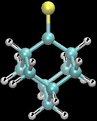 Adamantanethione kísérlet ~6.2 ev ~5.4 ev ~4.4 ev C 10 H 14 =S Hullámhossz (nm) Gázfázis @ RT Átmenetek: 1st: π π* (széles csúcs): 5.