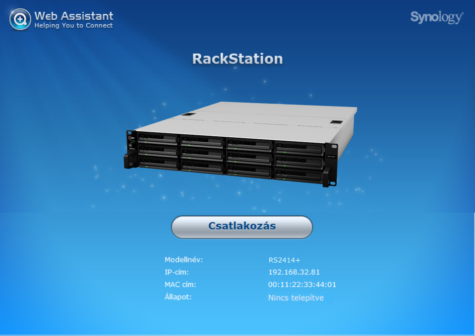 Fejezet A DSM telepítése a RackStationre Fejezet 3: 3 A hardvertelepítés befejezését követően telepítse a DiskStation Manager (DSM) programot ami egy, különlegesen a Synology NAS számára tervezett,