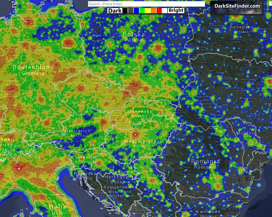 A zöld és kék szín elfogadható minőségű eget jelent +6m-s határfényességgel.