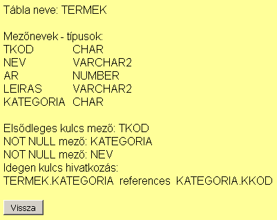 Univerzális sql commander www.bitman.hu sqlc3.php (3/1) <body BGCOLOR="FFFF99"> <font face="arial" > <?php $tn = strtoupper($_post['tlb']); print "Tábla neve: ".$tn."<br><br>"; print "Mezőnevek - típusok: <br>"; www.