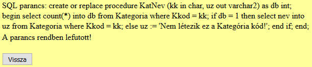 Bolt KatNev tárolt eljárás www.