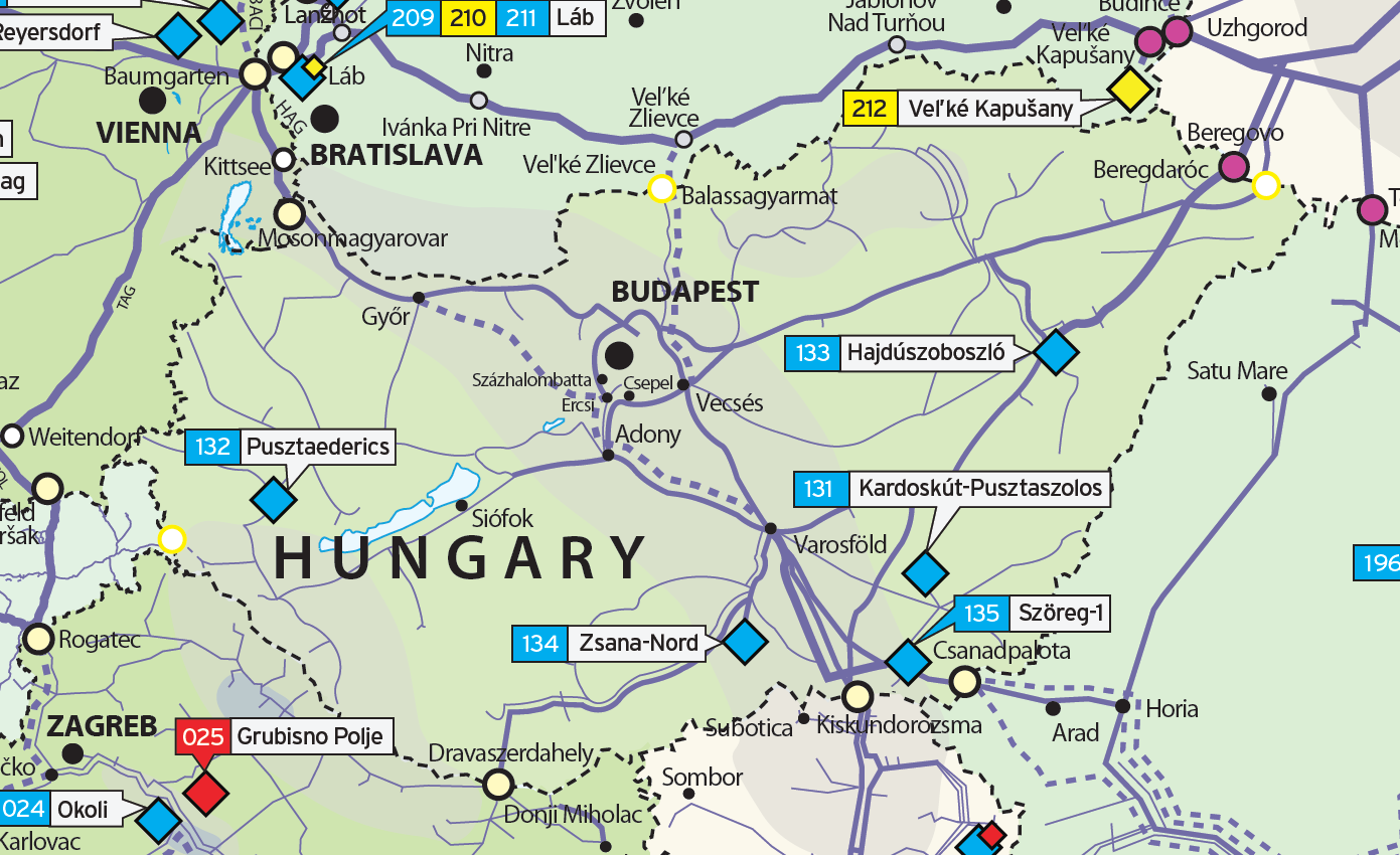 Forrás: gie.eu (GIE Storage Map, 2015.