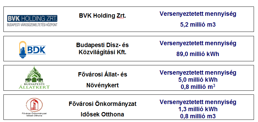 Kiemelt referenciák Fővárosi Intézmények Kiemelt referenciák csoportos energia közbeszerzés Egyetemek Konzorciuma (9 felsőoktatási intézmény) 20,0 millió m 3 Nemzeti Államigazgatási Központ (NÁK, 21