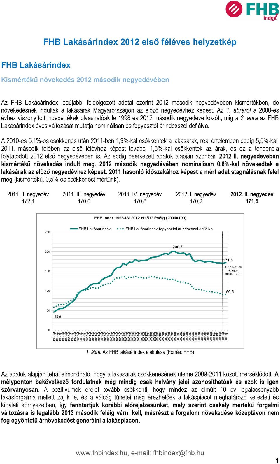 ábráról a 2000-es évhez viszonyított indexértékek olvashatóak le 1998 és 2012 második negyedéve között, míg a 2.