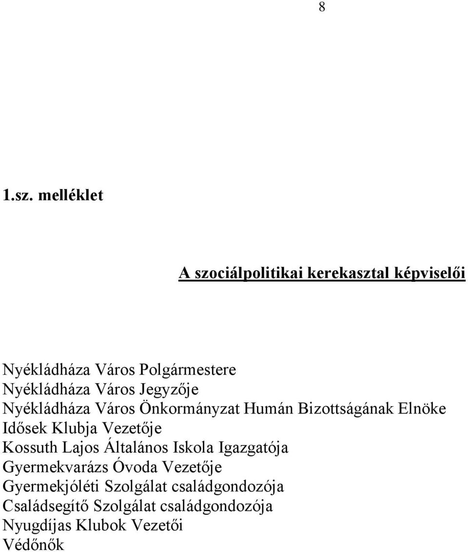 Város Jegyzője Nyékládháza Város Önkormányzat Humán Bizottságának Elnöke Idősek Klubja Vezetője