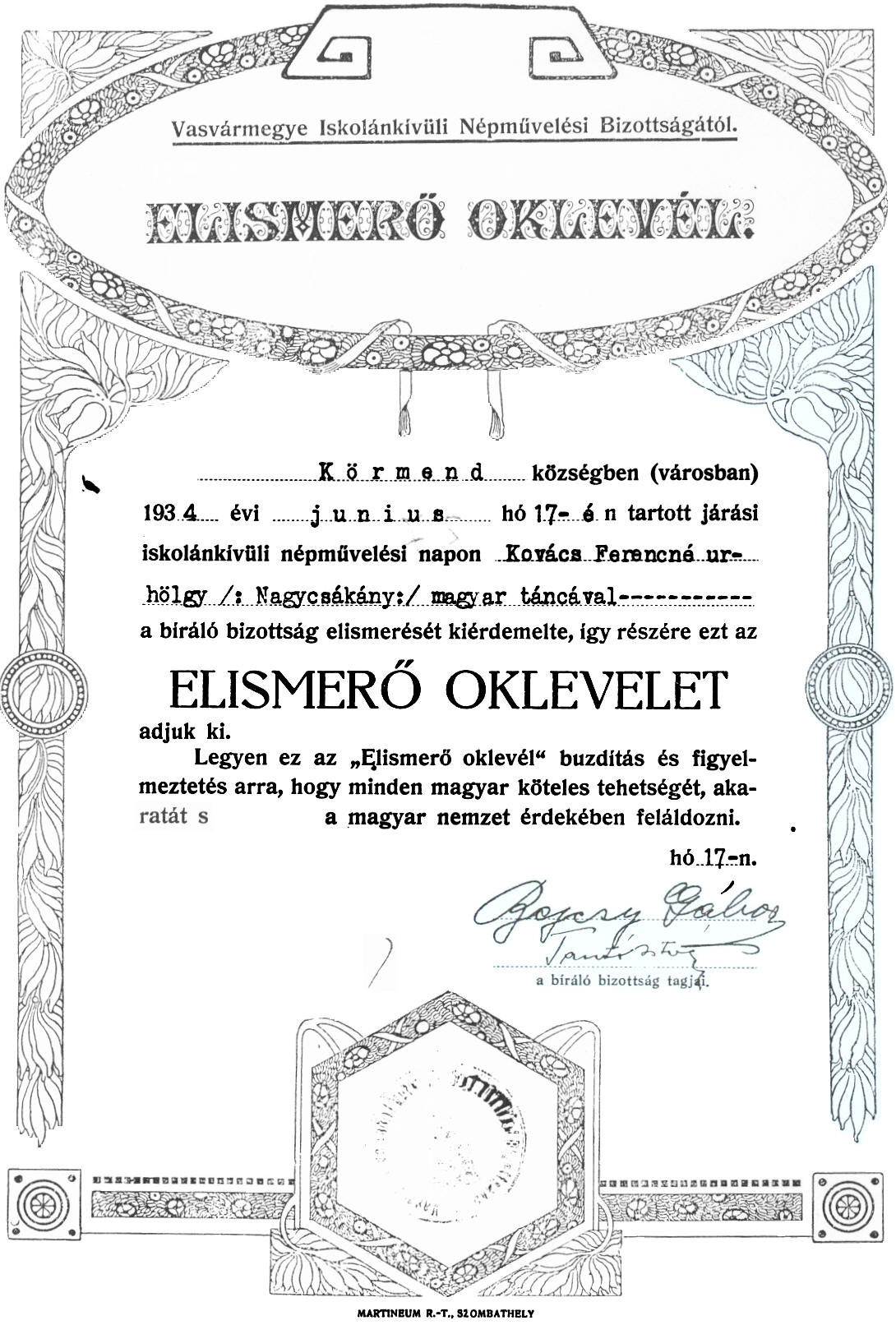 Kovács Ferencné oklevele Az 1948-as év legfőbb rendezvénysorozata az 1848-49. évi forradalom és szabadságharc 100 éves évfordulójának a megünneplése lett.