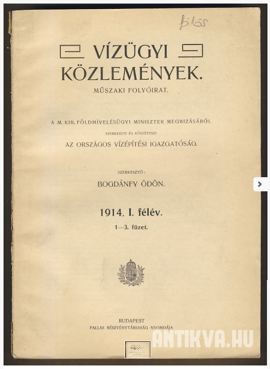 VÍZÜGYI KÖZLEMÉNYEK 1914. I. FÉLÉV. 1-3.